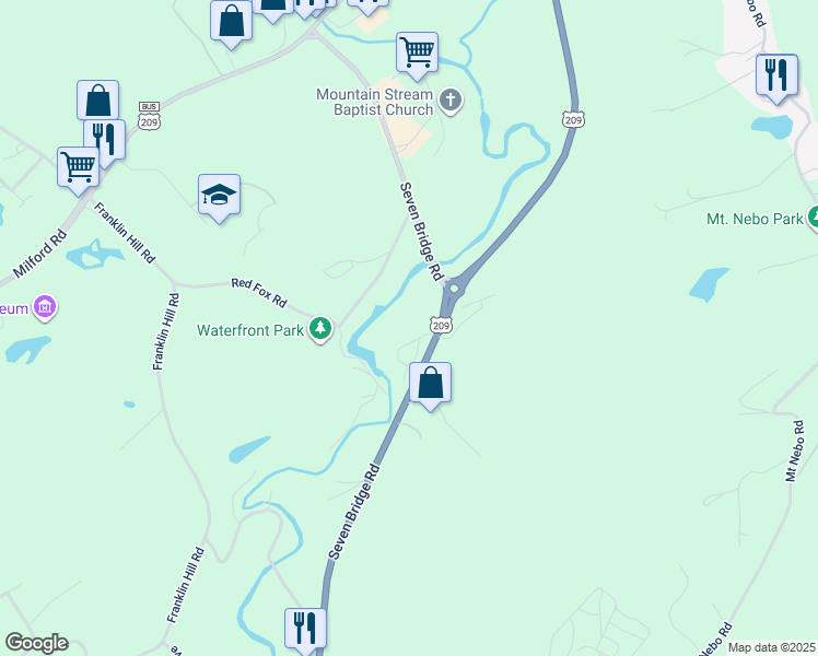 map of restaurants, bars, coffee shops, grocery stores, and more near 135 Sparrow Lane in East Stroudsburg