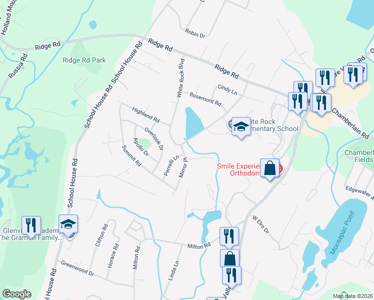 map of restaurants, bars, coffee shops, grocery stores, and more near 7 Mirror Place in Jefferson