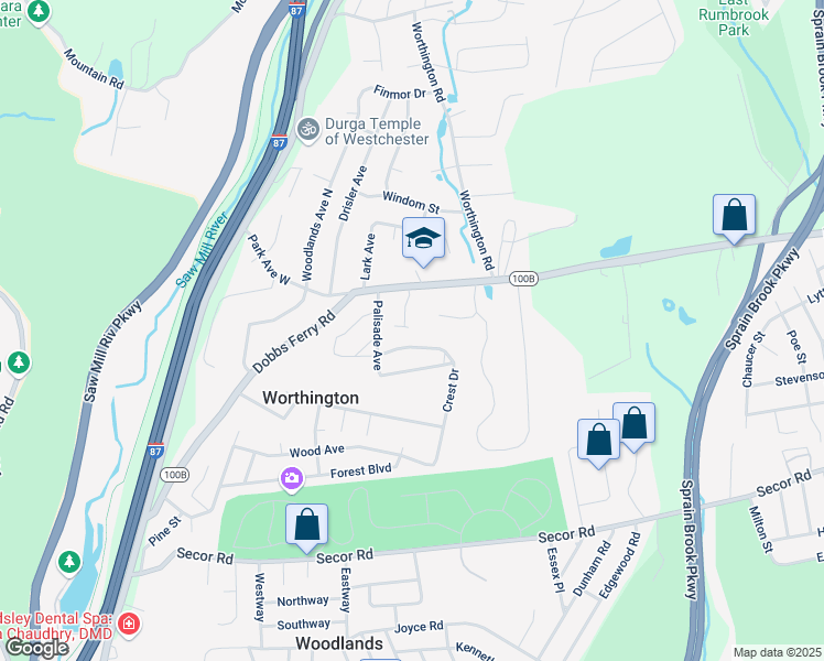 map of restaurants, bars, coffee shops, grocery stores, and more near 11 Crest Drive in White Plains