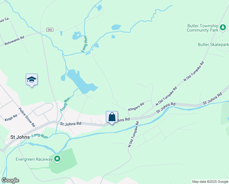 map of restaurants, bars, coffee shops, grocery stores, and more near 122 Klingers Road in Drums