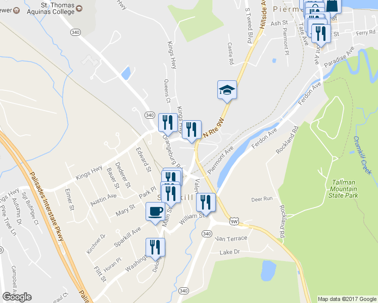 map of restaurants, bars, coffee shops, grocery stores, and more near 4 Hovey Lane in Piermont