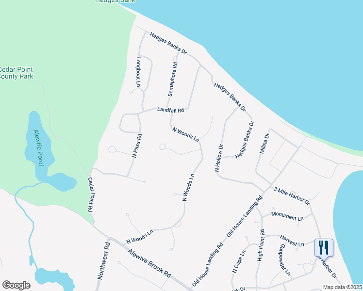 map of restaurants, bars, coffee shops, grocery stores, and more near 2 Bay Colony Court in East Hampton