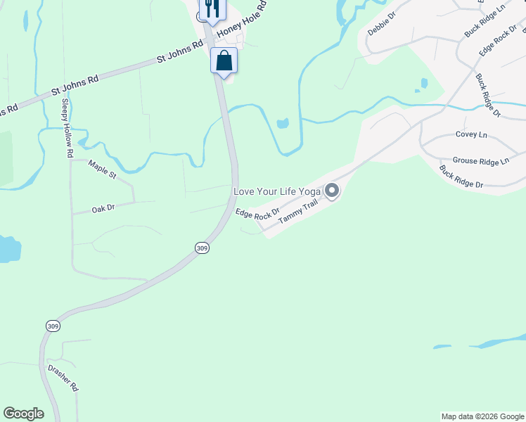 map of restaurants, bars, coffee shops, grocery stores, and more near 7 Edge Rock Drive in Drums