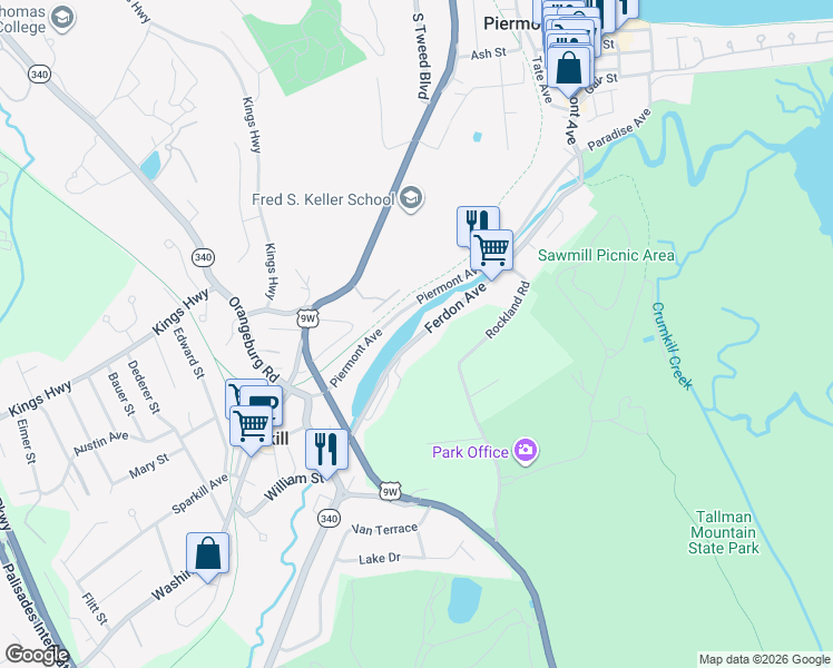 map of restaurants, bars, coffee shops, grocery stores, and more near 79 Ferdon Avenue in Sparkill