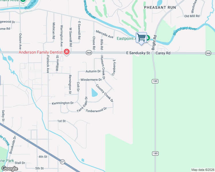 map of restaurants, bars, coffee shops, grocery stores, and more near 900 Hunters Creek Drive in Findlay