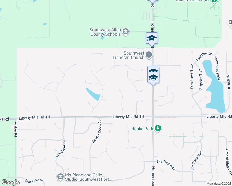 map of restaurants, bars, coffee shops, grocery stores, and more near 11401 Lancaster Court in Fort Wayne