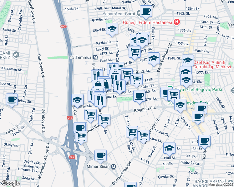 map of restaurants, bars, coffee shops, grocery stores, and more near 34 2. Sokak in İstanbul