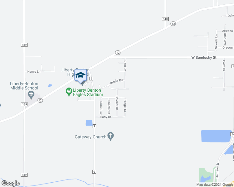 map of restaurants, bars, coffee shops, grocery stores, and more near 9220 Colonel Drive in Findlay