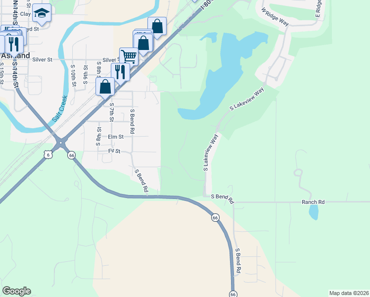 map of restaurants, bars, coffee shops, grocery stores, and more near in Ashland