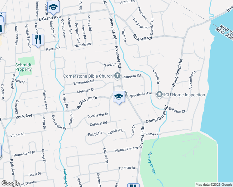 map of restaurants, bars, coffee shops, grocery stores, and more near 805 Winding Way in River Vale