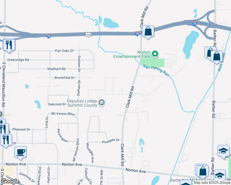 map of restaurants, bars, coffee shops, grocery stores, and more near in Norton