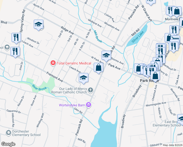 map of restaurants, bars, coffee shops, grocery stores, and more near 8 Johnsvale Road in Park Ridge