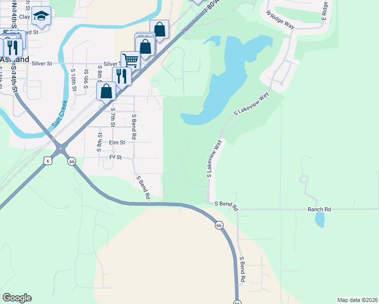 map of restaurants, bars, coffee shops, grocery stores, and more near in Ashland