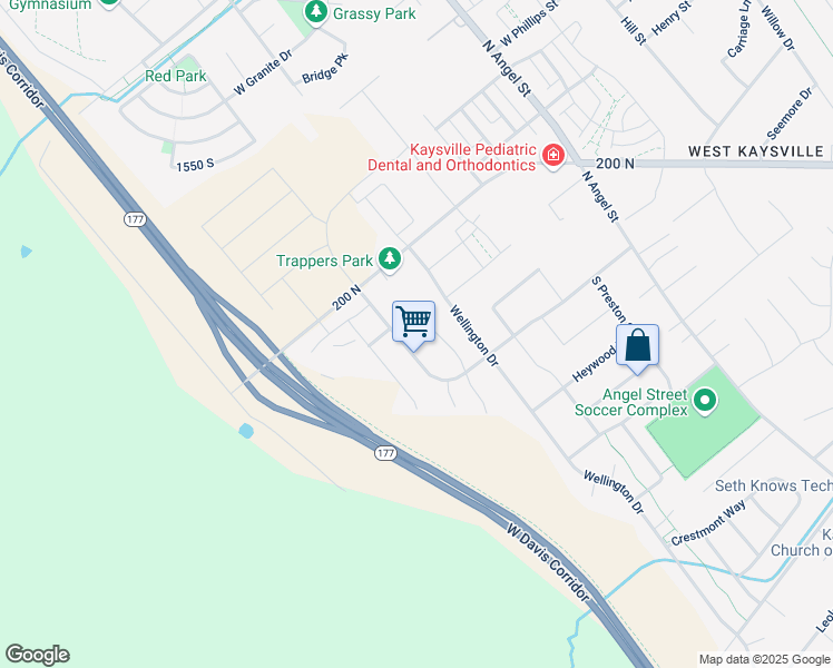 map of restaurants, bars, coffee shops, grocery stores, and more near 70 Bonneville Lane in Kaysville