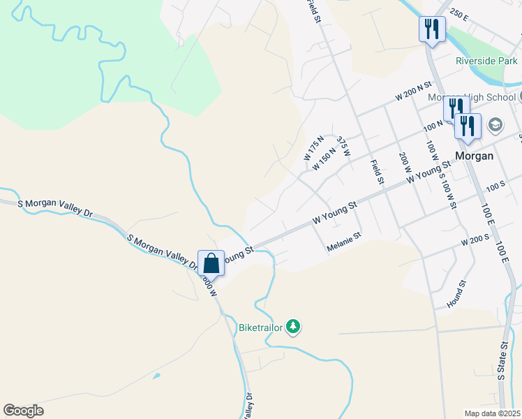 map of restaurants, bars, coffee shops, grocery stores, and more near 159 North 700 West in Morgan