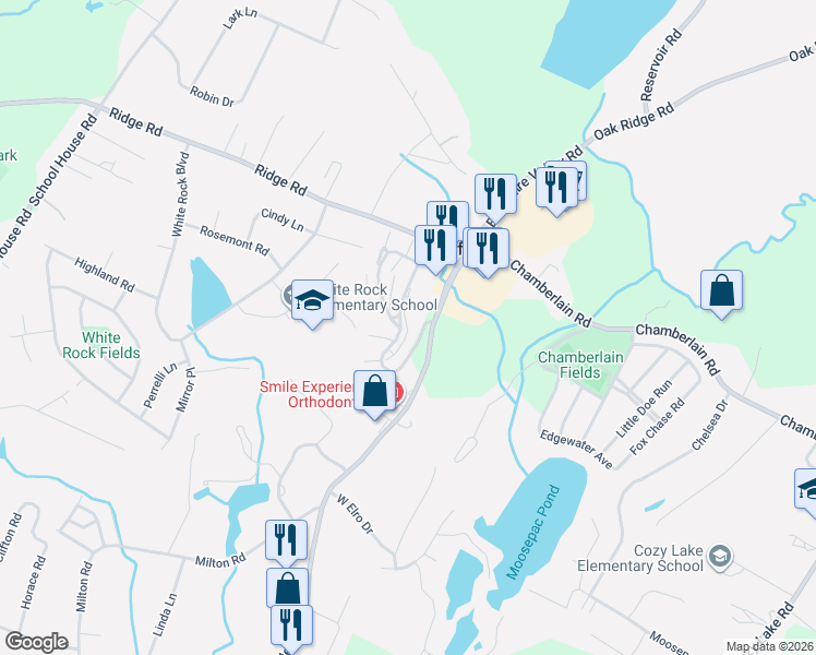 map of restaurants, bars, coffee shops, grocery stores, and more near 34 Pine Hollow Court in Jefferson