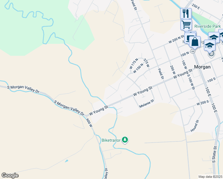 map of restaurants, bars, coffee shops, grocery stores, and more near 159 North 700 West in Morgan