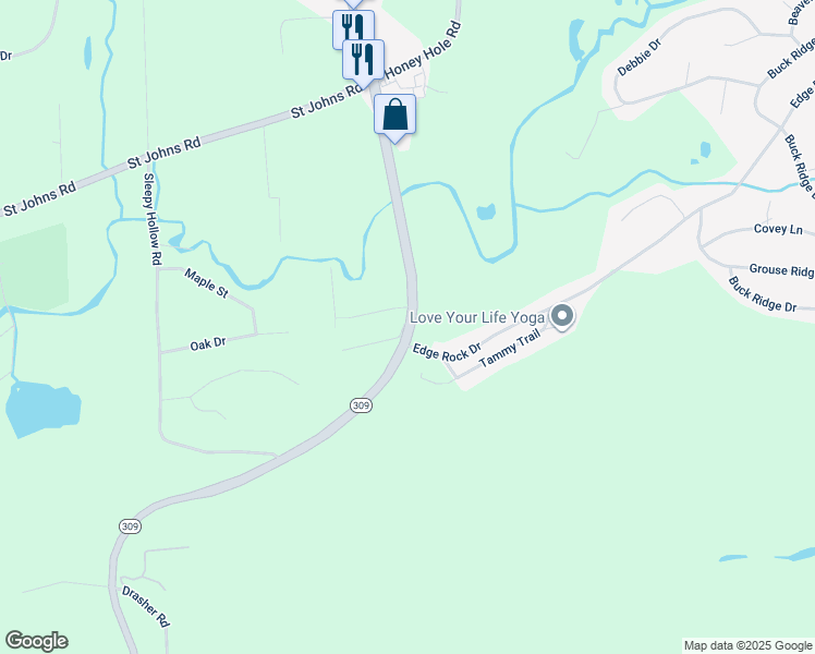 map of restaurants, bars, coffee shops, grocery stores, and more near 250 North Hunter Highway in Drums