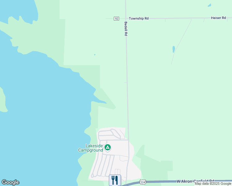 map of restaurants, bars, coffee shops, grocery stores, and more near 5840 Bedell Road in Berlin Center