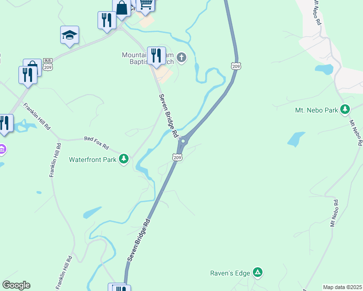 map of restaurants, bars, coffee shops, grocery stores, and more near U.S. 209 in East Stroudsburg