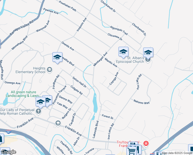 map of restaurants, bars, coffee shops, grocery stores, and more near 21 Monhegan Avenue in Oakland