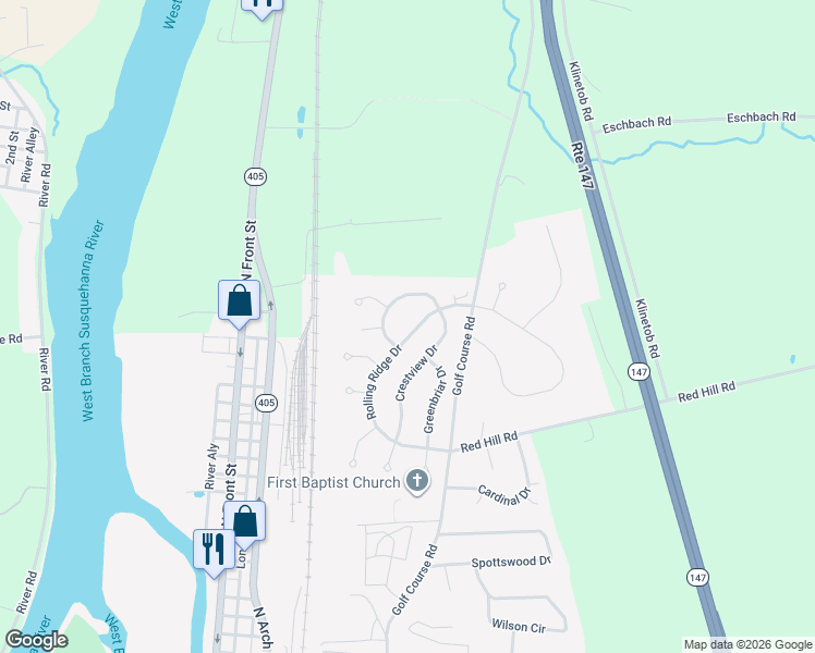map of restaurants, bars, coffee shops, grocery stores, and more near Woodsedge Drive in Milton