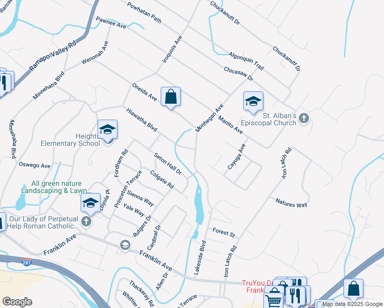 map of restaurants, bars, coffee shops, grocery stores, and more near 21 Monhegan Avenue in Oakland