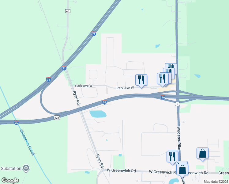 map of restaurants, bars, coffee shops, grocery stores, and more near 5112 Park Avenue West in Seville