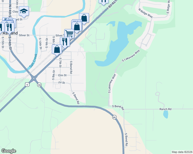 map of restaurants, bars, coffee shops, grocery stores, and more near in Ashland