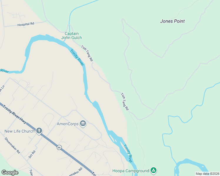 map of restaurants, bars, coffee shops, grocery stores, and more near Tish Tang Rd in Hoopa