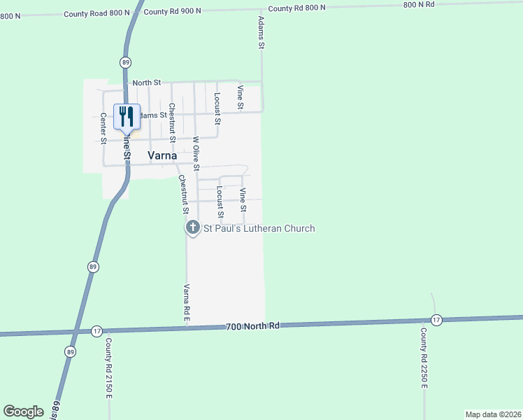 map of restaurants, bars, coffee shops, grocery stores, and more near 107 Madison Street in Varna
