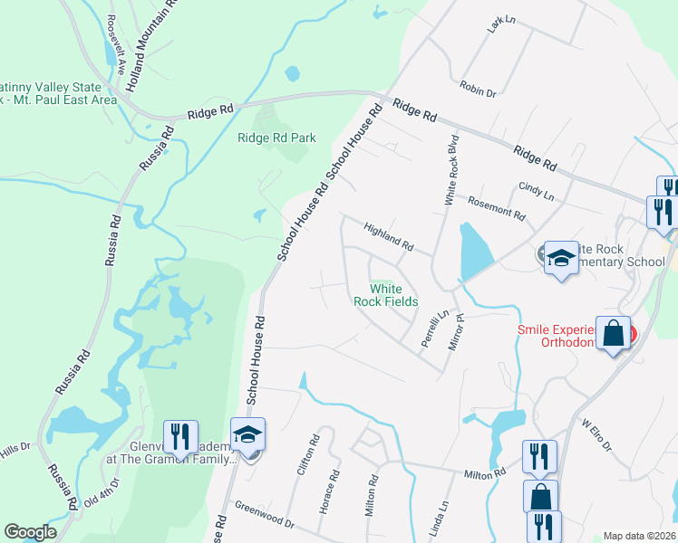 map of restaurants, bars, coffee shops, grocery stores, and more near 47 Summit Rd in Jefferson