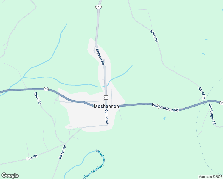 map of restaurants, bars, coffee shops, grocery stores, and more near 110 Oak Street in Moshannon