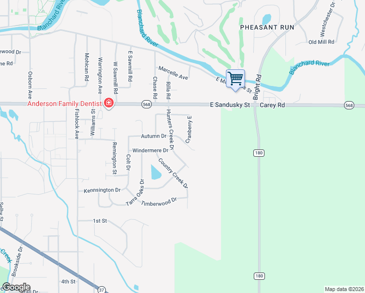 map of restaurants, bars, coffee shops, grocery stores, and more near 1549 Autumn Dr in Findlay