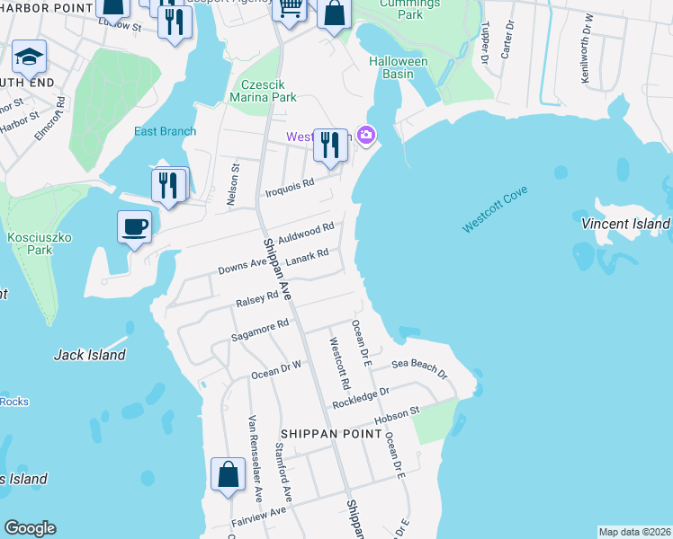 map of restaurants, bars, coffee shops, grocery stores, and more near 52 Chesterfield Road in Stamford