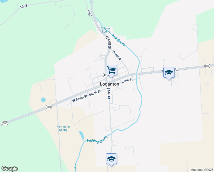 map of restaurants, bars, coffee shops, grocery stores, and more near 5 West Main Street in Loganton