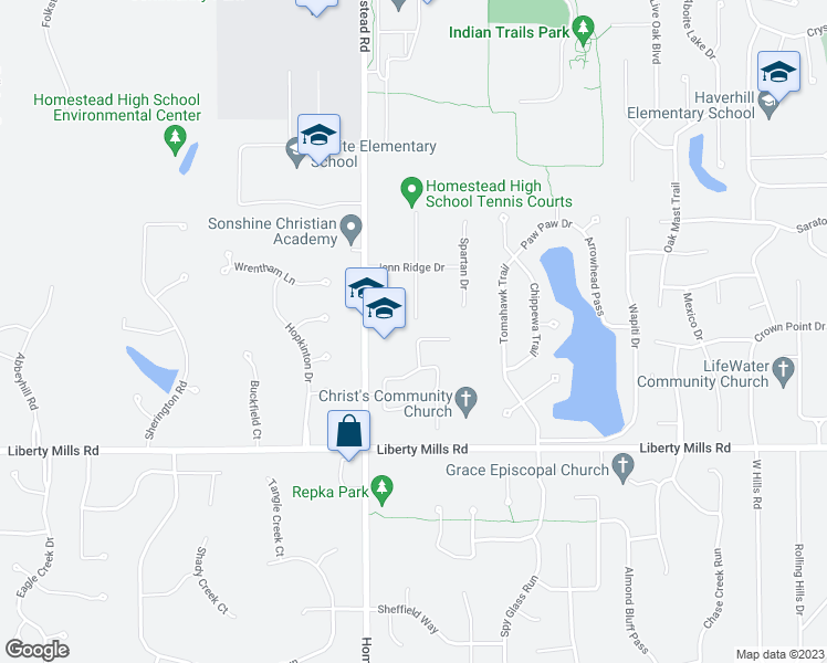 map of restaurants, bars, coffee shops, grocery stores, and more near 10734 Coneflower Drive in Fort Wayne