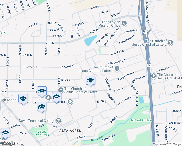 map of restaurants, bars, coffee shops, grocery stores, and more near 30 Village Way in Fruit Heights