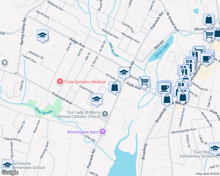map of restaurants, bars, coffee shops, grocery stores, and more near 8 Johnsvale Rd in Park Ridge