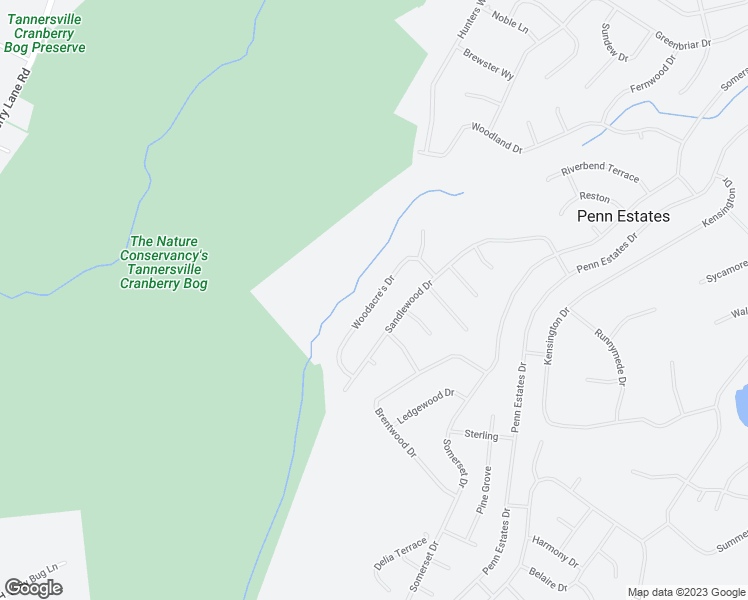 map of restaurants, bars, coffee shops, grocery stores, and more near 263 Woodacre's Drive in East Stroudsburg