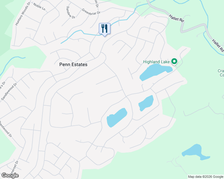 map of restaurants, bars, coffee shops, grocery stores, and more near 61 Windsor Court in East Stroudsburg