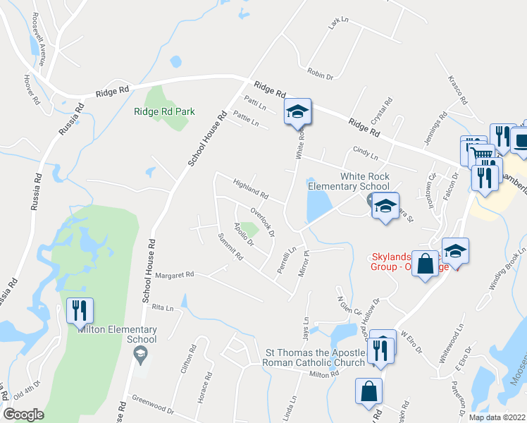 map of restaurants, bars, coffee shops, grocery stores, and more near 24 Overlook Drive in Jefferson