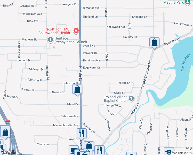 map of restaurants, bars, coffee shops, grocery stores, and more near 65 Venloe Dr in Poland