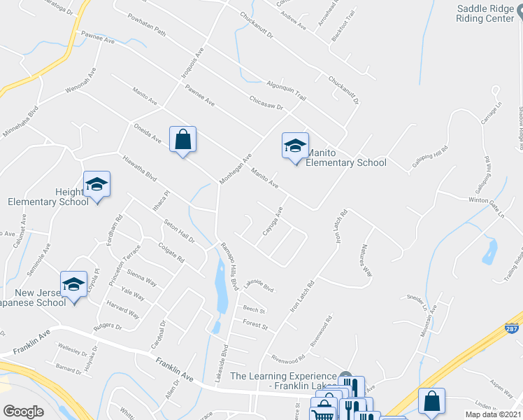 map of restaurants, bars, coffee shops, grocery stores, and more near 12 Massasoit Trail in Oakland