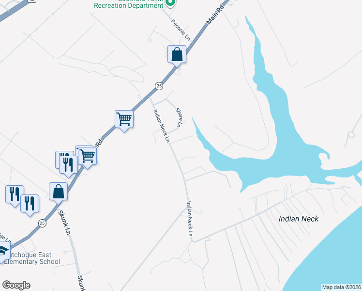 map of restaurants, bars, coffee shops, grocery stores, and more near in Peconic