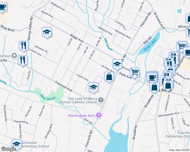 map of restaurants, bars, coffee shops, grocery stores, and more near 23 Laura Lane in Park Ridge