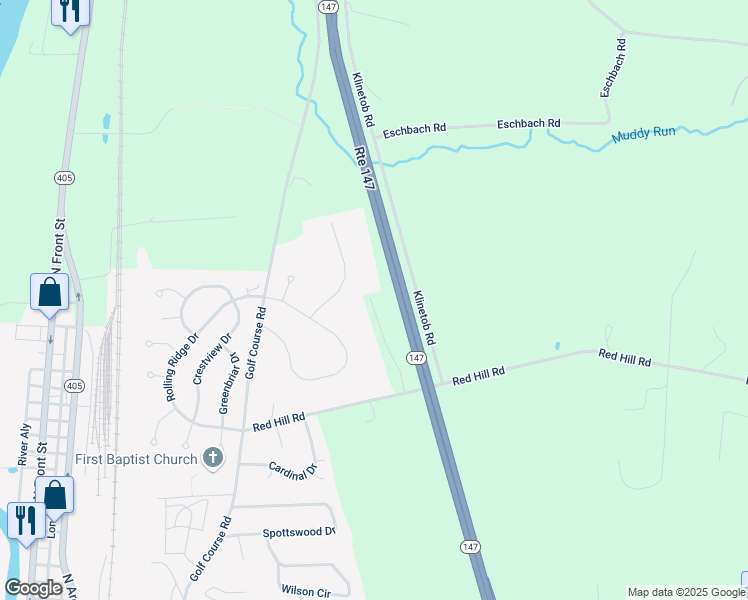 map of restaurants, bars, coffee shops, grocery stores, and more near 101-299 Hauck Lane in Milton
