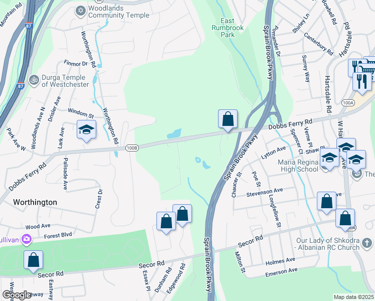 map of restaurants, bars, coffee shops, grocery stores, and more near 715 Dobbs Ferry Road in White Plains