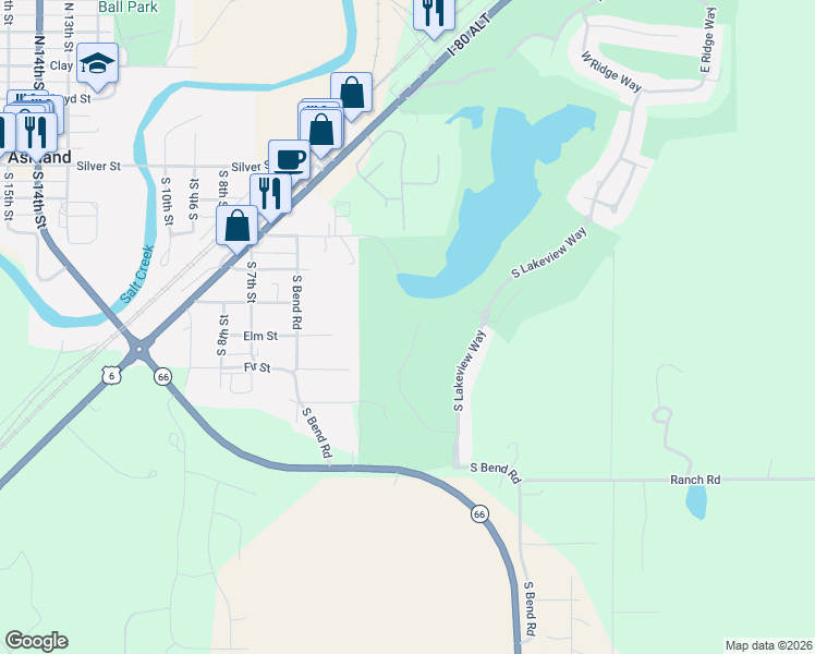 map of restaurants, bars, coffee shops, grocery stores, and more near in Ashland
