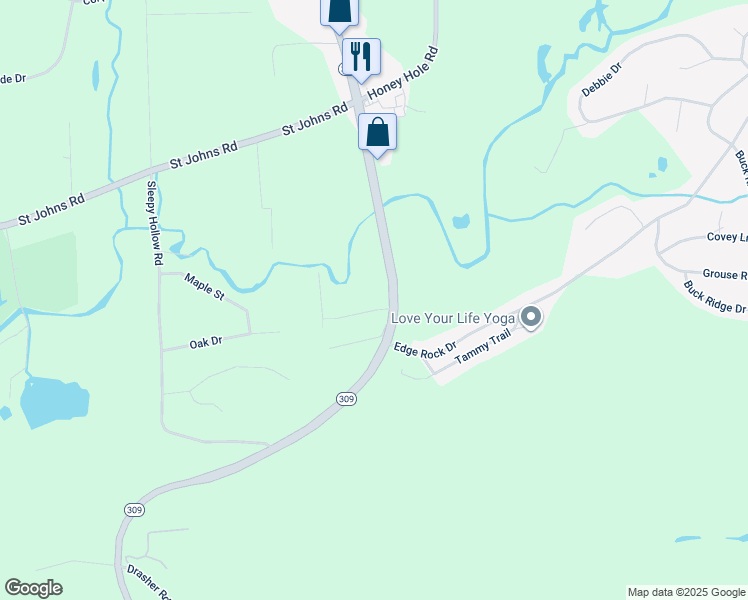 map of restaurants, bars, coffee shops, grocery stores, and more near 5 Nesco Manor Road in Drums